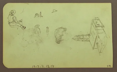 素描、風景；裏面：人物、教会 1883年