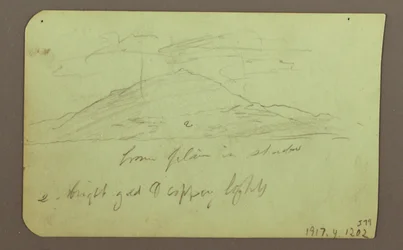 ドローイング、雲のある風景、裏面は山、1883年