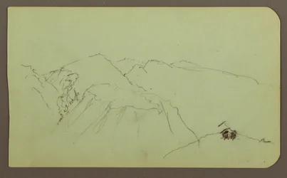 素描、山の風景；裏面：風景、1883年