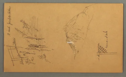 デッサン、山頂、プール脇の植生、1868年