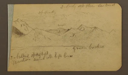 素描、山脈；裏面：山、曇り空、1889年
