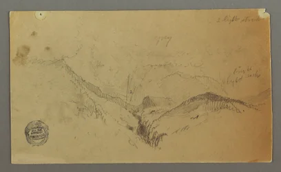 デッサン、山の習作、おそらく1868年