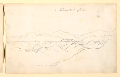 デッサン、山の風景、コロンビア、1853年