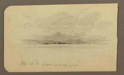 デッサン、山の風景、トルーカ、裏面：山、トルーカ、1885年4月20日