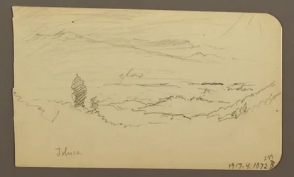 デッサン、山の風景、トルーカ、裏面：山、トルーカ、1885年4月20日