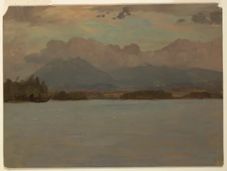 デッサン、カタディン湖からのカタディン山、1855-65年