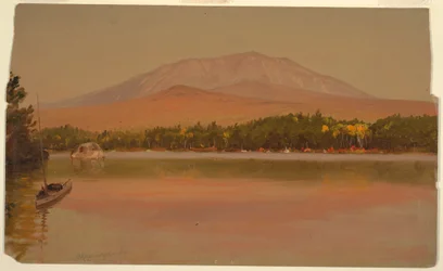 トーグ池から見たカタディン山、1875-80年