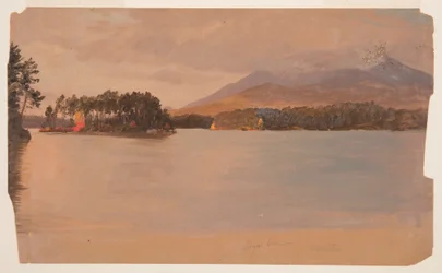 トーグ池から見たカタディン山、1878年