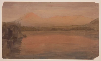 図面、カタディン山カタディン湖から見たカタディン山とターナー山、1860-78年