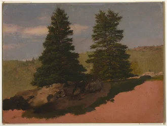 素描《ニューイングランドの風景（2本の松の木）》1850年