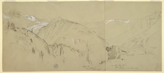 素描、ベル・アルプからの全景、1868年