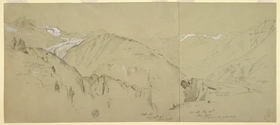素描、ベル・アルプからの全景、1868年
