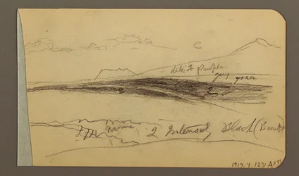 素描、平野、丘、町；裏面：山脈、1889年