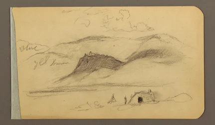 素描、平野、丘、町；裏面：山脈、1889年