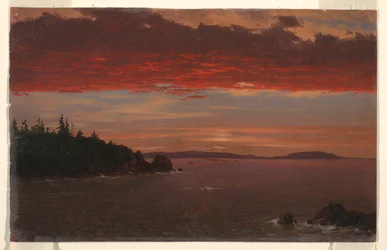 日の出のマウント・デザートから見たシューディック半島、1850-55年