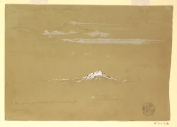 デッサン、シンチョラグア、朝、太陽の神殿より、キト、1857年6月24日