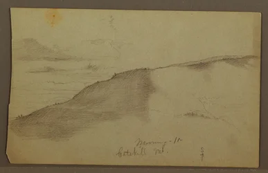 デッサン、傾斜のある山々、1860年代と思われる