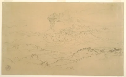 デッサン、コトパクシ火山から立ち上る煙、エクアドル、1857年