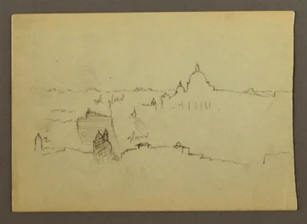 1869年1月、ローマの丘とスカイラインを背景に北側から見たサン・ピエトロ大聖堂。
