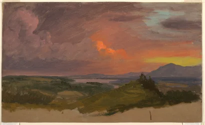 素描、ハドソン渓谷の夕日、1870-75年