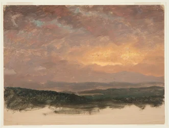 ドローイング、キャッツキルに沈む夕日、1870–80