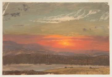 デッサン、キャッツキルの夕日、1870-80年