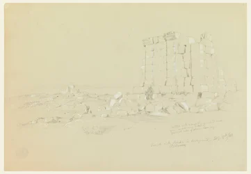 1868年2月17日、セムア（現在のアスサム）を遠景にした寺院のデッサン