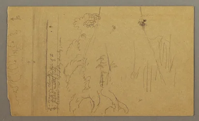 デッサン、木の幹と根、おそらく1865-66年