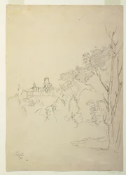 素描、画家の家オラナの眺め、ニューヨーク州ハドソン、1872年頃