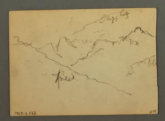 デッサン、スイス、ローヌ渓谷、ヴェニーとシオンの間の滝、1868年8月