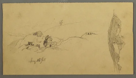 1868年8月28日、桶で洗う女性たち、山中