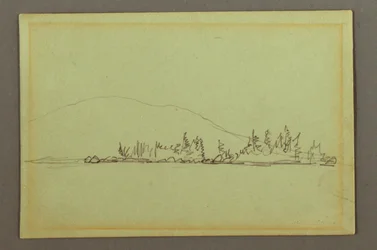 ドローイング、森の海岸、山、おそらく1856年