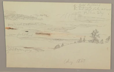 デッサン、森の斜面、丘陵地帯、1863年