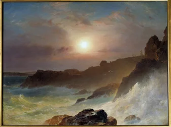1863年、アメリカ・メイン州の海岸での日の出。フレデリック・チャーチ（1826-1900）の絵画 Ec.Bitter.