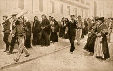 ポルトガルの1910年の革命中に共和党の保護下にある修道女