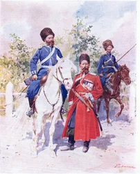 1900年頃のロシア兵（カラーリトグラフ
