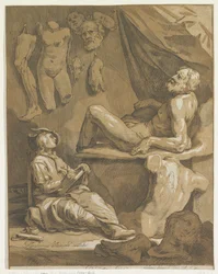 タイトル ページ: Abraham Bloemaert、オリジナルで有名なアート ドローイング ブック。 パート1