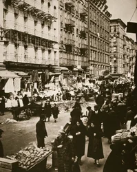 オーチャード ストリートのストリート マーケット、ローワー イースト サイド、ニューヨーク、アメリカ合衆国、1930 年代初頭