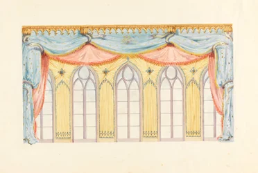 ブライトン、ロイヤル・パビリオン、音楽室東壁の窓装飾図面、おそらく1820年