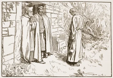 修道院でのOwini、HDM Spence-Jonesによる「イングランドの教会：人々の歴史」のイラスト、パブ。 1910年頃（セピア写真）