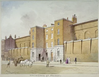 債務者のためのホワイトクロスストリート刑務所の眺め、ロンドン、c1840