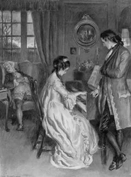 ヘンリー・フィールディング著「トム・ジョーンズ」の一場面（リトグラフ