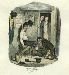 ハムレットの剥製、大いなる期待、1885年頃（手描きのエッチング）