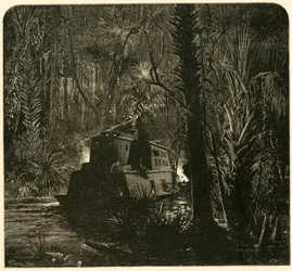 「夜のオクラワハ川を上る」、1872 年。