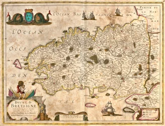 ブルターニュ公国（フランス）の地図（銅版画