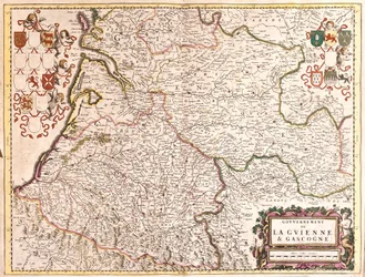 ギュイエンヌとガスコーニュ（フランス）の政府の地図（エッチング