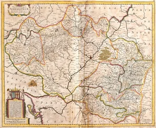 アラゴン王国（スペイン）の地図（銅版画