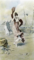 海辺の女-早春の寓意、カレンダー絵：Hubert Dys、絵：F.H. Kaemmerer