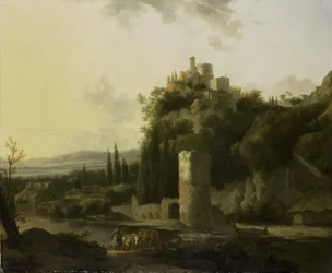 丸い塔のあるイタリアの風景