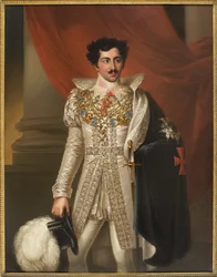 Oscar I, roi de Suede et Norvege - ウェスティン、フレドリック（1782-1862）による、スウェーデンとノルウェーの王、オスカー1世（1799-1859）の肖像。キャンバスに油彩。サイズ：149x114cm。ストックホルム国立博物館